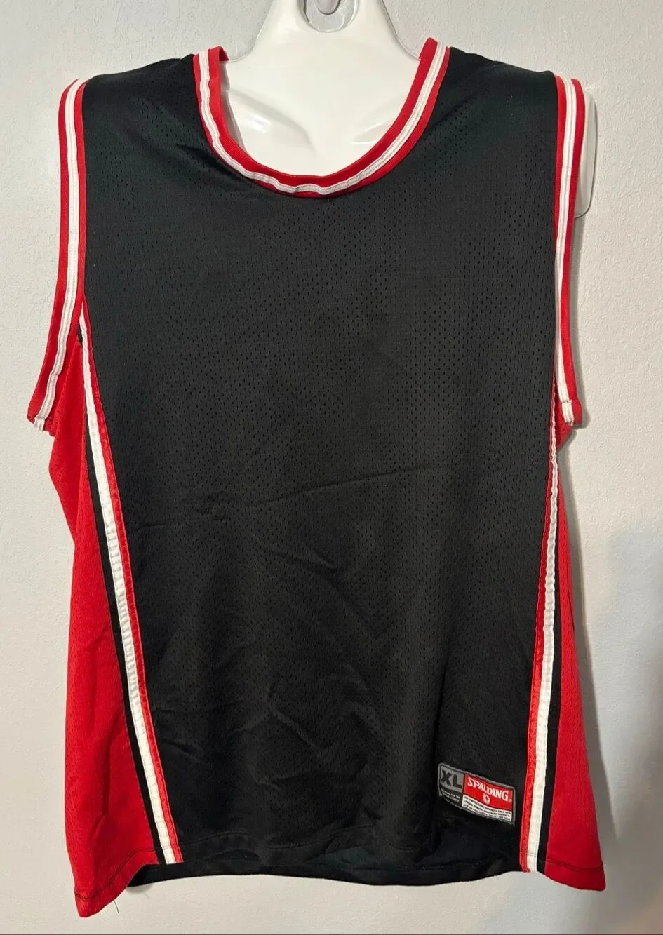 Vintage 90s Spalding Basketball Jersey Men’s XL Red Black Athletic FLAW